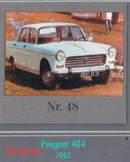 Vp48 autokaartje peugeot 404 ---1962 --afmeting 5 x 5 cm, Ophalen of Verzenden, Zo goed als nieuw, Auto's