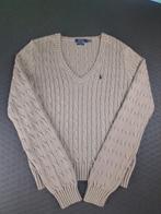 Ralph Lauren Kabeltrui – Beige – V-Hals – Maat L, Beige, Maat 42/44 (L), Nieuw, Ophalen of Verzenden
