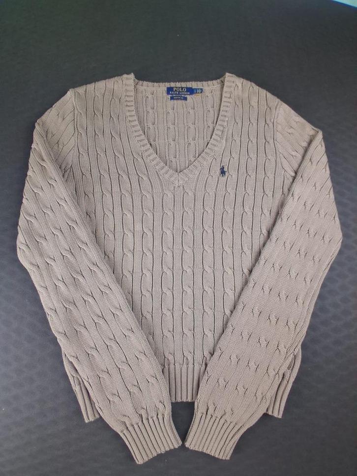 Ralph Lauren Kabeltrui – Beige – V-Hals – Maat L, Kleding | Dames, Truien en Vesten, Nieuw, Maat 42/44 (L), Beige, Ophalen of Verzenden