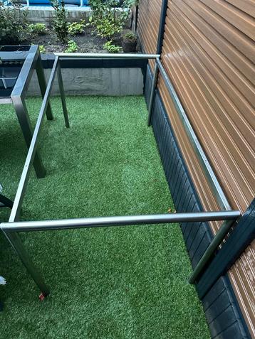 RVS Tuintafel zonder blad 168x90 + veiligheidsglas beschikbaar voor biedingen