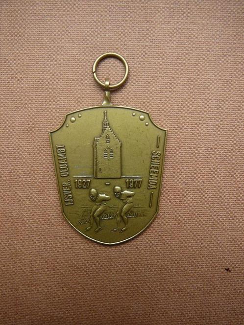 Schaats medaille 11e Oldambt rit 21-2-1978 Scheemda 50 KM, Postzegels en Munten, Penningen en Medailles, Brons, Nederland, Ophalen of Verzenden