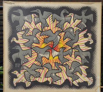 Zon en maan Escher Print Nadruk naar de houtsnede 1948 51x55 beschikbaar voor biedingen