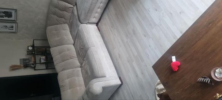 GRATIS GROTE HOEKBANK GRIJS BEIGE, Huis en Inrichting, Banken | Complete zithoeken, Gebruikt, Ophalen of Verzenden