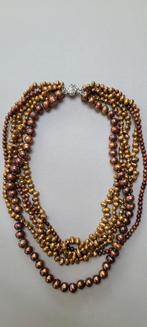 Bruin brons parelsnoer, Sieraden, Tassen en Uiterlijk, Kettingen, Overige materialen, Bruin, Ophalen of Verzenden, Zo goed als nieuw