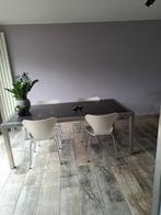 Eettafel natuursteen blad met RVS frame, Ophalen, Gebruikt, 200 cm of meer, 50 tot 100 cm