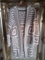 Granny square vest jas gebreid langmodel 42/44, Kleding | Dames, Wit, Zo goed als nieuw, Verzenden