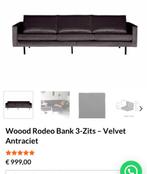 Woood Rodeo Bank 3-Zits - Antraciet Velvet, Huis en Inrichting, Ophalen of Verzenden, Rechte bank, Stof, Driepersoons