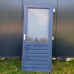 Merbau stompe deur met gehard glas. Met hang/sluitwerk., Doe-het-zelf en Verbouw, Deuren en Horren, Ophalen, Zo goed als nieuw