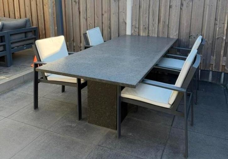 Bellagio Vezzano 4 dining tuinstoelen, Tuin en Terras, Tuinstoelen, Gebruikt, Aluminium, Ophalen of Verzenden