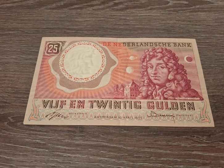 Heel mooi biljet 25 gulden Huygens, 1955, Postzegels en Munten, Bankbiljetten | Nederland, 25 gulden, Ophalen of Verzenden