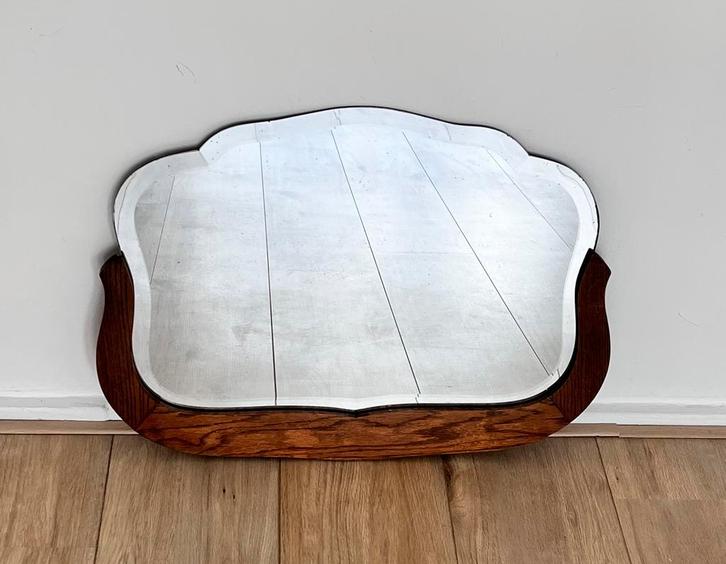 Antieke spiegel in houten lijst, 73 cm x 55 cm, Antiek en Kunst, Antiek | Spiegels, Minder dan 50 cm, Overige vormen, Ophalen