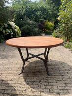 Prachtige houten salontafel met gietijzeren poten, Ophalen, 50 tot 100 cm, Zo goed als nieuw, Minder dan 50 cm