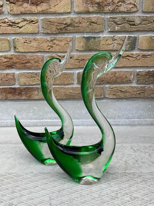 Murano Zwanen 2 stuks in perfecte heldere staat, Antiek en Kunst, Antiek | Glas en Kristal, Ophalen