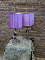 Set van 2 schemerlampjes met paarse kap 50cm €50, Huis en Inrichting, Lampen | Tafellampen, Ophalen, Metaal, Nieuw, Minder dan 50 cm