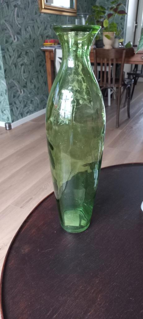 PRACHTIGE VAAS DESIGN GROEN LANG EN DUN 3 LIITER  45 CM, Huis en Inrichting, Woonaccessoires | Vazen, Zo goed als nieuw, Groen