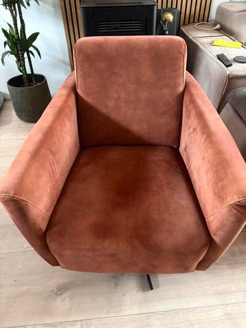 Luxe design draaifauteuil – stalen voet – velours–nieuwstaat beschikbaar voor biedingen