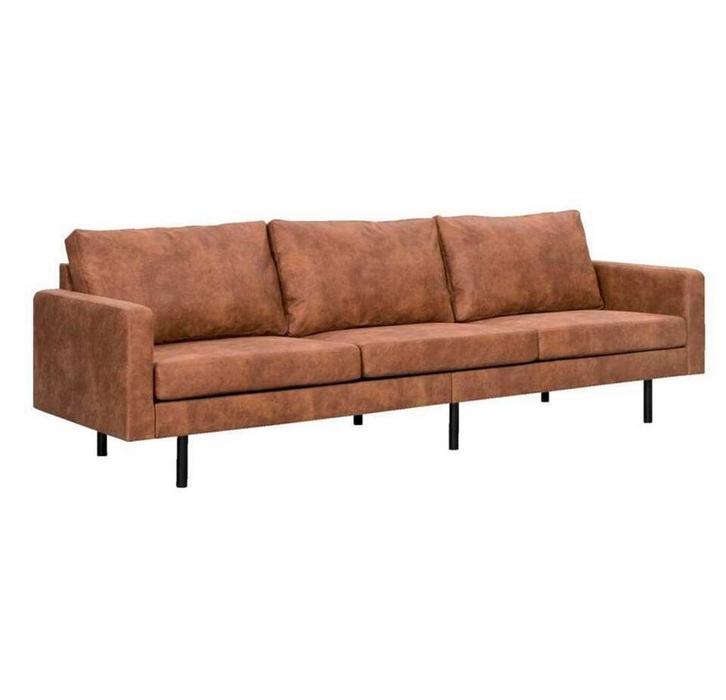 Bank 4-zits 280 cm bruin Leen Bakker Collin cognac, Huis en Inrichting, Banken | Bankstellen, Zo goed als nieuw, Tweepersoons