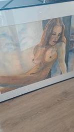 aquarel,  90 bij 72 cm., Antiek en Kunst, Kunst | Tekeningen en Foto's, Ophalen