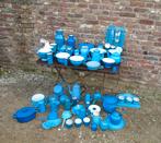 partij blauwe emaillen emaille zeef kan pot ketel theepot, Ophalen