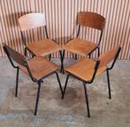 14 x Vergaderstoelen hout metaal Vintage schoolstoelen cafe, Zwart, Ophalen of Verzenden, Zo goed als nieuw, Vijf, Zes of meer stoelen