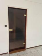 Bruine glazen binnendeur, Doe-het-zelf en Verbouw, Deuren en Horren, Ophalen, Gebruikt, 80 tot 100 cm, Binnendeur