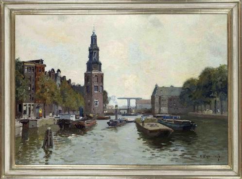 =Herman Bogman jr 1890-1975===stadsgezicht AMSTERDAM=, Antiek en Kunst, Kunst | Schilderijen | Klassiek, Ophalen of Verzenden