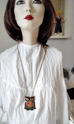 ketting Retro Cool Uil  Metaal Emaille Curiosa Brocante, Gebruikt, Overige kleuren, Ophalen of Verzenden, Overige materialen