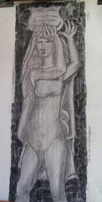 H.Bekman voorbeeld Sculptuur " Vrouw" potlood tekening NHS, Ophalen of Verzenden