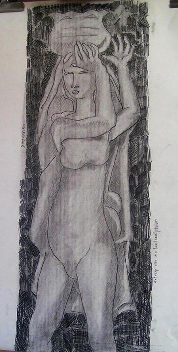 H.Bekman voorbeeld Sculptuur " Vrouw" potlood tekening NHS beschikbaar voor biedingen