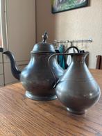 Antieke Tinnen Theepot en Melkkan van zink, Ophalen of Verzenden