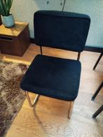 Twee zwarte buisframe stoelen met ribstof, Huis en Inrichting, Stoelen, Ophalen, Gebruikt, Twee, Zwart