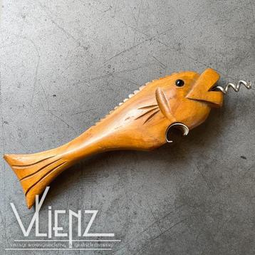 Vintage, Midcentury houten opener, kurkentrekker vorm vis beschikbaar voor biedingen