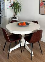 4 cognac/bruine eetkamerstoelen te koop, Huis en Inrichting, Stoelen, Overige materialen, Bruin, Ophalen of Verzenden, Zo goed als nieuw