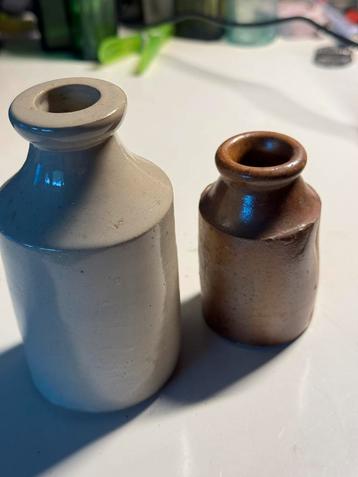Antieke 100 jaar oud kleine bij vul inkpotjes Victoriaanse beschikbaar voor biedingen