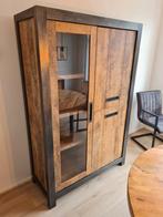 Houten kast met glas en metalen frame mango hout