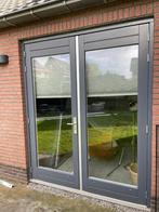 Openslaande / dubbele deuren meranti hout, 215 cm of meer, 80 tot 100 cm, Gebruikt, Glas