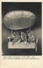 Aangekleden katten en hond met rijmpjes. 3 stuks, Verzamelen, Ansichtkaarten | Dieren, Verzenden, 1920 tot 1940, Gelopen, Hond of Kat