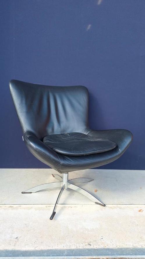 Vintage Design fauteuil, Hjort Knudson, Scandinavisch, Huis en Inrichting, Fauteuils, Gebruikt, Leer, 75 tot 100 cm, 75 tot 100 cm