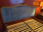 Ovaal Frans Bed met blauw fluweel, 150 x 210, Huis en Inrichting, Slaapkamer | Bedden, Ophalen, Gebruikt, Bruin, 210 cm