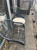 2 zwarte tuinstoelen westwing polyrotan, Ophalen, Gebruikt, Metaal