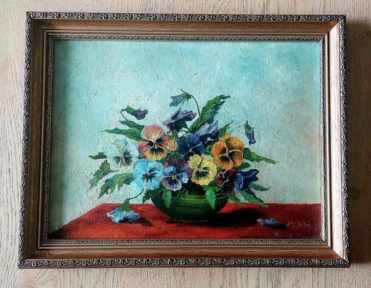 Bloemenstilleven van J. v/d Elst, Antiek en Kunst, Kunst | Schilderijen | Klassiek, Ophalen of Verzenden