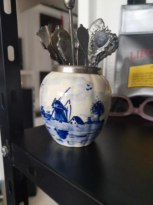 Delfts Blauw Vaasje / Lepelhouder - Handbeschilderd, Antiek en Kunst, Antiek | Keramiek en Aardewerk, Ophalen of Verzenden