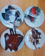 Gebakbordjes - 4 stuks met afbeeldingen, Huis en Inrichting, Keuken | Servies, Gebruikt, Keramiek, Ophalen of Verzenden, Bord(en)