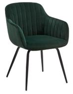 4x groene velours stoelen van Kwantum, type ‘Como’, Huis en Inrichting, Vier, Modern, Stof, Zo goed als nieuw