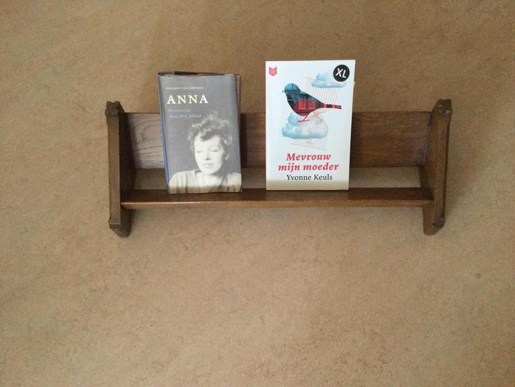 Zwaar eikenhouten vintage boekensteun, Huis en Inrichting, Woonaccessoires | Wandplanken en Boekenplanken, Gebruikt, Ophalen of Verzenden