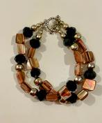 Beige-zwarte dubbel armband, Sieraden, Tassen en Uiterlijk, Armbanden, Ophalen of Verzenden, Zo goed als nieuw, Beige