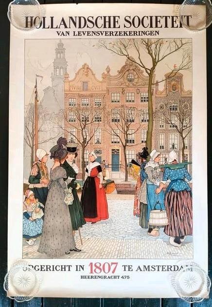 Poster voor de Hollandsche Societeit naar Henri Cassiers, Verzamelen, Posters, Gebruikt, Reclame, Deurposter of groter, Rechthoekig Staand