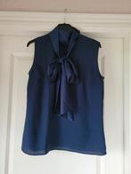 Mouwloze blauw top blouse met strik ladress couture mt s, Blauw, Ophalen of Verzenden, Zo goed als nieuw, Maat 36 (S)