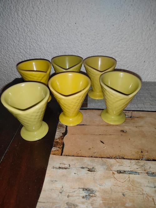 6 keramische suikerwafel kegel ijs dessert cups hxdrs 8,5x7, Verzamelen, Retro, Huis en Inrichting, Ophalen of Verzenden