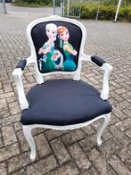 Brocante dames fauteuile opnieuw gestoffeerd frozen, Huis en Inrichting, Fauteuils, Ophalen, Zo goed als nieuw, 75 tot 100 cm